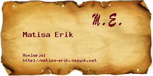 Matisa Erik névjegykártya